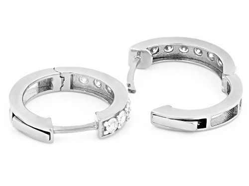 Prazana® Lab-Grown Diamonds 1.00ctw White Diamond Rhodium Over Sterling Silver Huggie Earrings, H SI