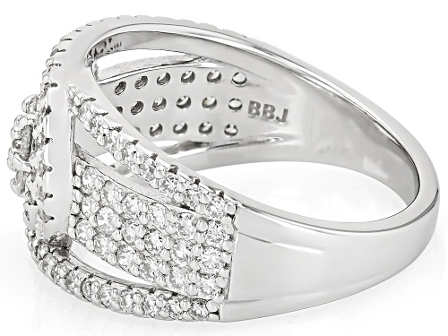Prazana® Lab-Grown Diamonds 1.25ctw White Diamond Rhodium Over Sterling Silver Cluster Ring, H SI - Size 6