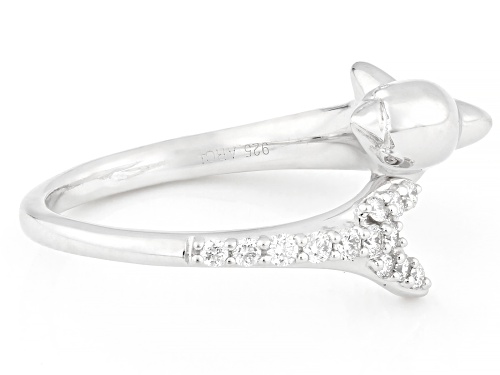 Prazana® Lab-Grown Diamonds 0.20ctw White Diamond Rhodium Over Sterling Silver Dolphin Ring, F-G SI - Size 8