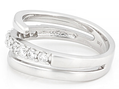Prazana® Lab-Grown Diamonds 0.50ctw White Diamond Rhodium Over Silver Bypass Ring, H SI1 - Size 6