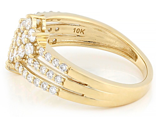 Prazana® Lab-Grown Diamonds 0.85ctw White Diamond 10K Yellow Gold Cluster Ring, H SI1 - Size 7