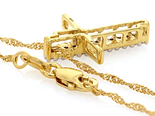 Prazana® Lab-Grown Diamonds 0.10ctw White Diamond 14K Yellow Gold Over Silver Cross Pendant, H SI