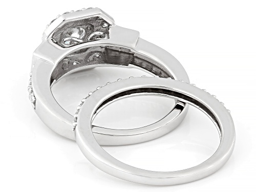 Prazana® Lab-Grown Diamonds 1.15ctw White Diamond Rhodium Over Silver Halo Ring Set of 2, G-H SI - Size 8