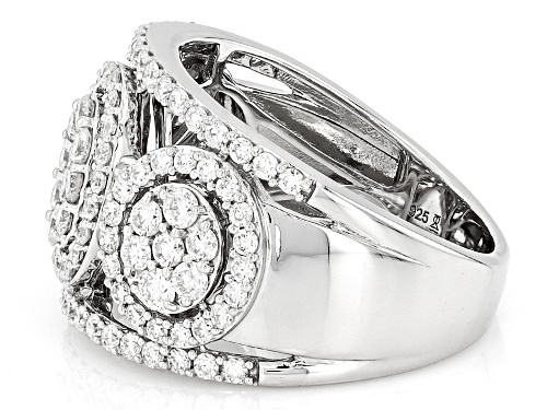 Prazana® Lab-Grown Diamonds 1.50ctw Round Diamond Rhodium Over Sterling Silver Cluster Ring, H SI - Size 9