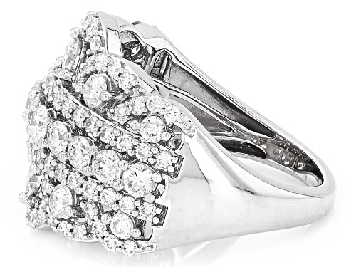 Prazana® Lab-Grown Diamonds 2.00ctw Round Diamond Rhodium Over Sterling Silver Ring, H SI - Size 8
