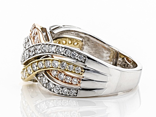 1.05ctw Round White Lab-Grown Diamond 14K Three-Tone Gold Ring - Size 7