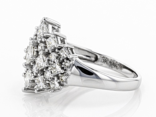 1.85ctw Princess Cut And Round White Lab-Grown Diamond 14K White Gold Cluster Ring - Size 11