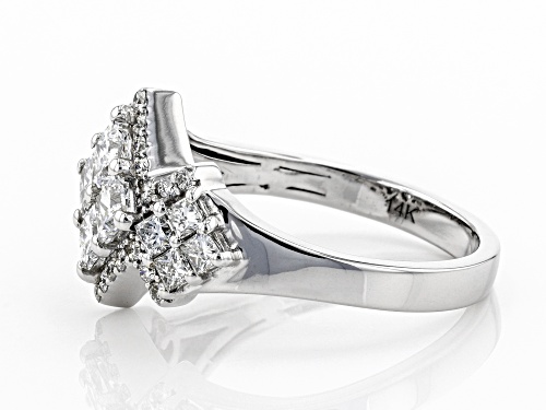 1.35ctw Princess Cut And Round White Lab-Grown Diamond 14K White Gold Cluster Ring - Size 10