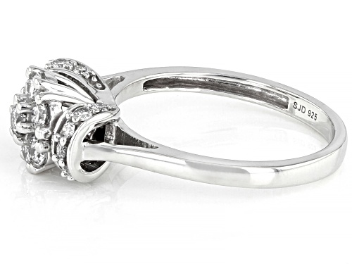 Prazana® Lab-Grown Diamonds 0.60ctw White Diamond Rhodium Over Sterling Silver Cluster Ring, G-H SI - Size 9