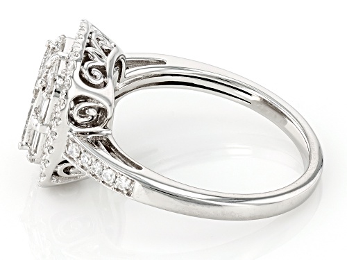 Prazana® Lab-Grown Diamonds 1.00ctw White Diamond Rhodium Over Sterling Silver Halo Ring, G SI - Size 5