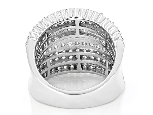 Prazana® Lab-Grown Diamonds 2.20ctw White Diamond Rhodium Over Silver Multi-Row Ring, H SI - Size 6