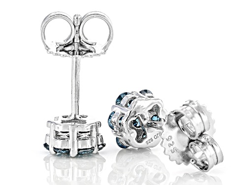 Prazana® Lab-Grown Diamonds 0.55ctw Blue Diamond Rhodium Over Sterling Silver Earrings, SI