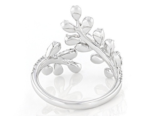 Prazana® Lab-Grown Diamonds 0.65ctw White Diamond Rhodium Over Sterling Bypass Silver Ring, H SI - Size 10