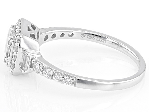 Prazana® Lab-Grown Diamonds 0.60ctw White Diamond Rhodium Over Sterling Silver Ring, H SI1 - Size 7