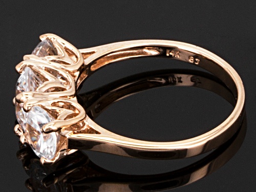 3.57ctw Round White Zircon 14k Rose Gold 3-Stone Ring - Size 7