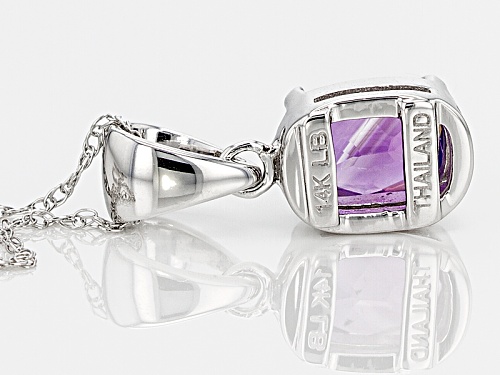 .68ct Rectangular Cushion African Amethyst Rhodium Over 14k White Gold Solitaire Pendant With Chain