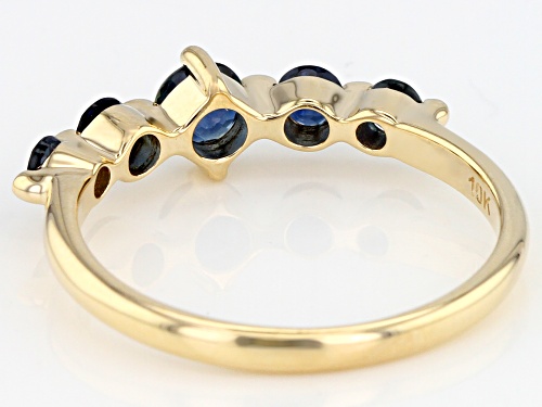 .70ctw Round Blue Sapphire 10k Yellow Gold 5-Stone Band Ring - Size 8