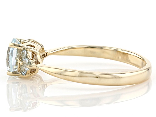.75ctw Round Blue Aquamarine 10k Yellow Gold Ring - Size 7