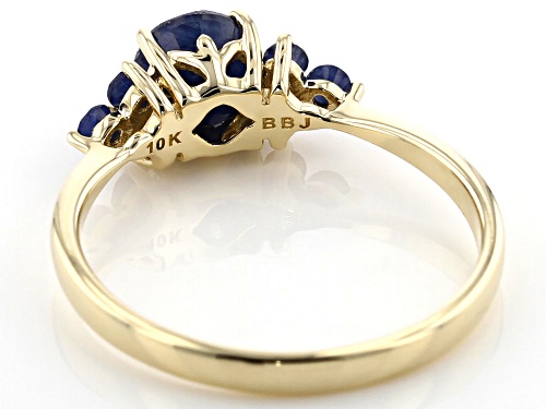 1.08ctw Round Blue Sapphire 10k Yellow Gold Ring - Size 8