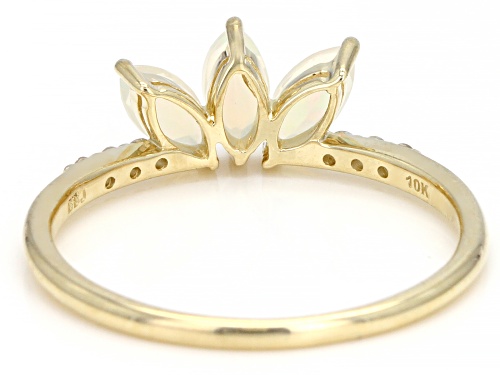 .39ctw Marquise Ethiopian Opal And .10ctw Round White Zircon 10k Yellow Gold 3-Stone Ring - Size 9