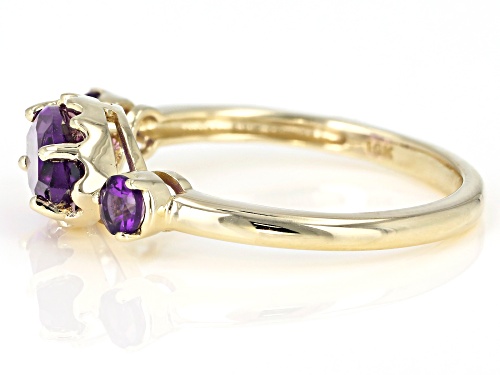.96ctw Marquise and Round African Amethyst 10k Yellow Gold 3-Stone Ring - Size 9