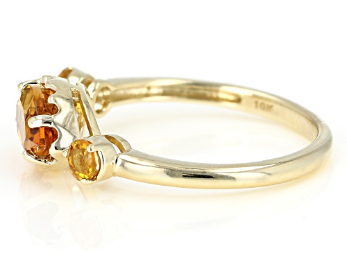 1.02ctw Marquise and Round Citrine 10k Yellow Gold 3-Stone Ring - Size 7