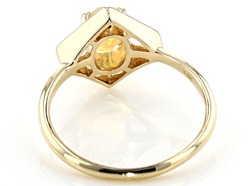 .38ct Oval Ethiopian Opal Solitaire 10k Yellow Gold Ring - Size 8