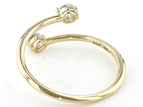 .17ctw Round Aquamarine 10k Yellow Gold 2-Stone Bypass Ring - Size 6