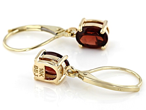 1.62ctw Oval Vermelho Garnet™ Solitaires, 10k Yellow Gold Dangle Earrings