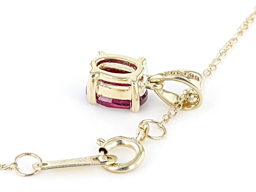 0.63ct Oval Red Ruby 10K Yellow Gold Solitaire Pendant With Chain