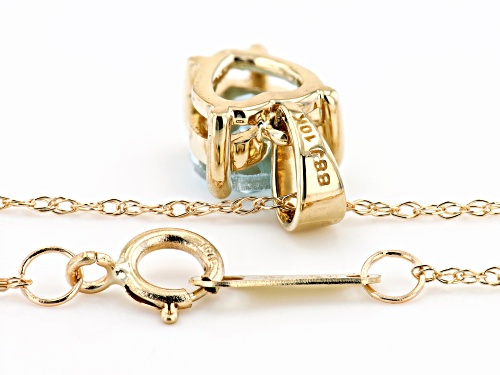 .55ct Heart Shape Aquamarine 10k Yellow Gold Pendant With Chain