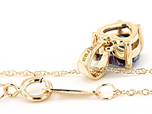 .88ct Heart Shape Lab Created Alexandrite 10k Yellow Gold Pendant With Chain
