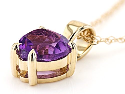 .55ct Heart Shape African Amethyst 10k Yellow Gold Pendant With Chain