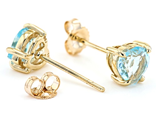 1.50ctw Heart Shape Glacier Topaz™ 10k Yellow Gold Stud Earrings