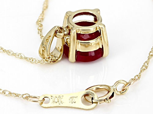 0.90ct Round Red Mahaleo® Ruby 10k Yellow Gold Pendant With Chain