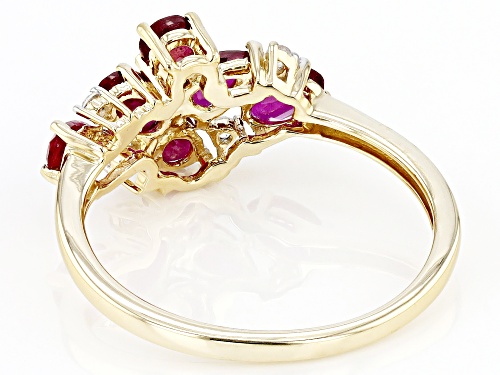 1.30ctw Mahaleo Ruby® With 0.07ctw White Zircon 10k Yellow Gold July Birthstone Band Ring - Size 8