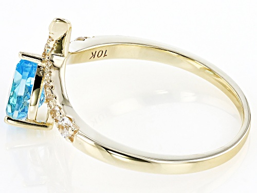 0.72ct Swiss Blue Topaz With 0.25ctw White Zircon 10k Yellow Gold Ring - Size 8