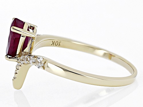 1.04ct Mahaleo® Ruby With 0.25ctw White Zircon 10k Yellow Gold Ring - Size 8