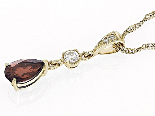 0.68ct Lab Created Alexandrite With 0.09ctw White Zircon 10k Yellow Gold Pendant with Chain