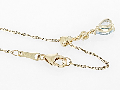 0.68ct Glacier Topaz™ With 0.09ctw White Zircon 10k Yellow Gold Pendant With Chain
