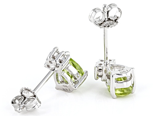 0.85ctw Manchurian Peridot™ And 0.04ctw White Diamond Rhodium Over 10k White Gold Stud Earrings