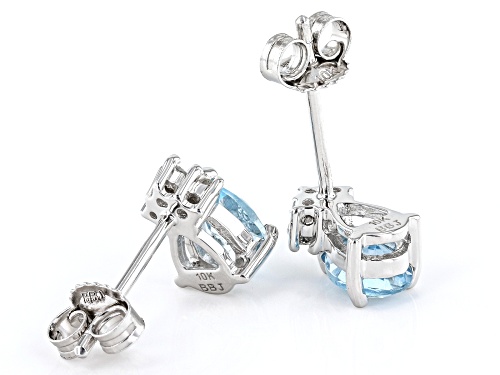0.92ctw Glacier Topaz™ And 0.04ctw White Diamond Rhodium Over 10k White Gold Stud Earrings