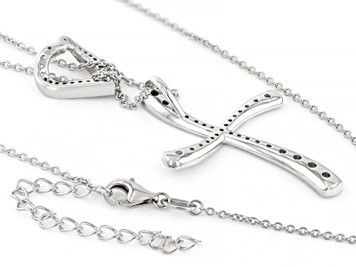 Lisa Mason For Bella Luce® 2.10ctw Diamond Simulant Platinum Over Silver Heart Of Love Cross Pendant
