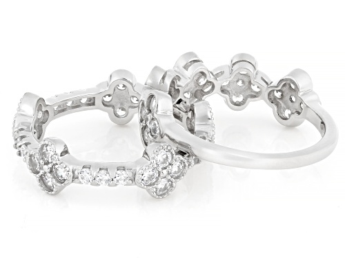 Lisa Mason For Bella Luce® 2.44ctw White Diamond Simulant Platinum Over Silver Clover Ring Set - Size 7