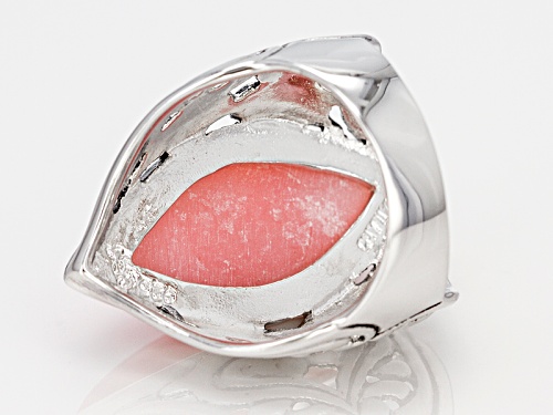 27x13mm Marquise Cabochon Peruvian Pink Opal Sterling Silver Solitaire Ring - Size 7