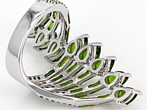 4.73ctw Mix Shape Russian Chrome Diopside Sterling Silver Bypass Cocktail Ring - Size 7