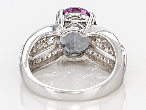 4.02ct Oval Multicolor Mystic Topaz® With .48ctw Round White Topaz Sterling Silver Ring - Size 8