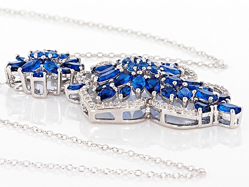 5.26ctw Mixed Shape Lab Created Blue Spinel And .85ctw Round White Zircon Silver Slide With Chain