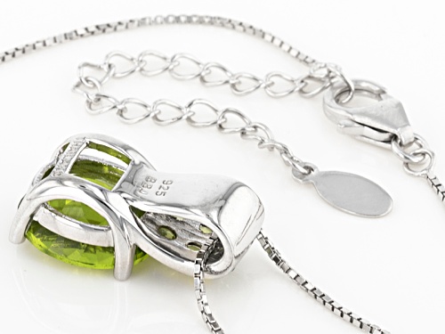 4.34ctw Oval And Round Manchurian Peridot™ Sterling Silver Pendant With Chain