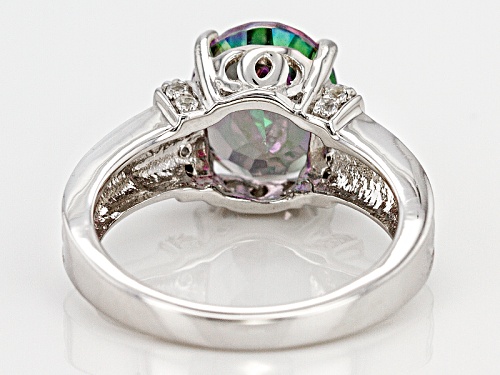 3.86ct Oval Multicolor Mystic Topaz® With .09ctw Round White Topaz Sterling Silver Ring - Size 7